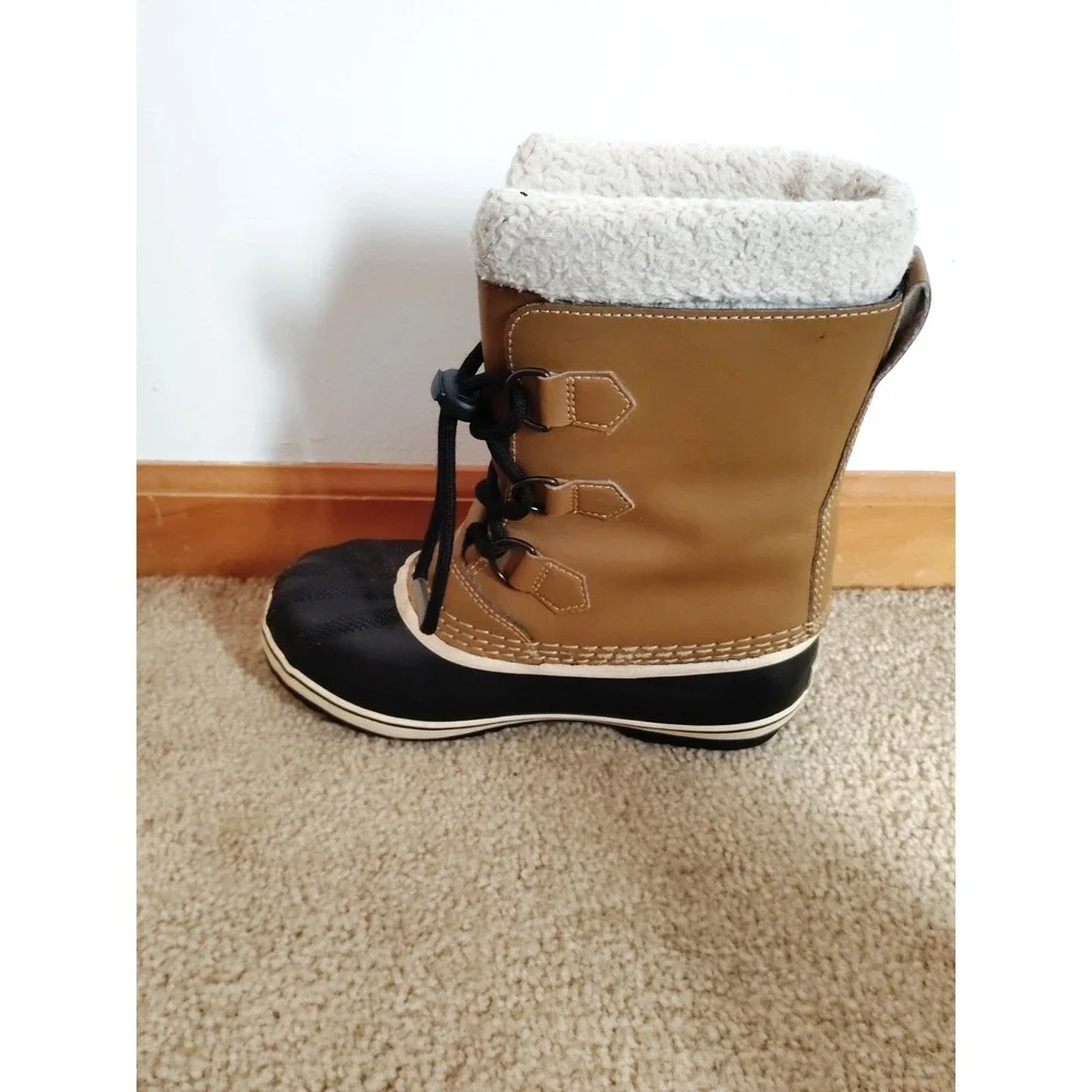 Sorel CARIBOU Youth 3‎ Fleece Lined Waterproof Hiking Carmel Leather Snow Boots